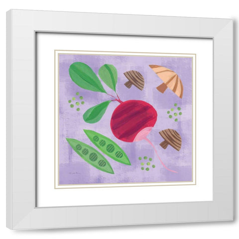 Veggie Time III White Modern Wood Framed Art Print with Double Matting by Zaman, Farida