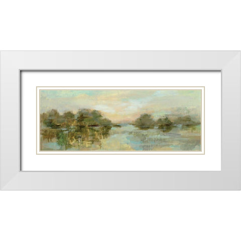 Dreamy Lake Green Crop White Modern Wood Framed Art Print with Double Matting by Vassileva, Silvia