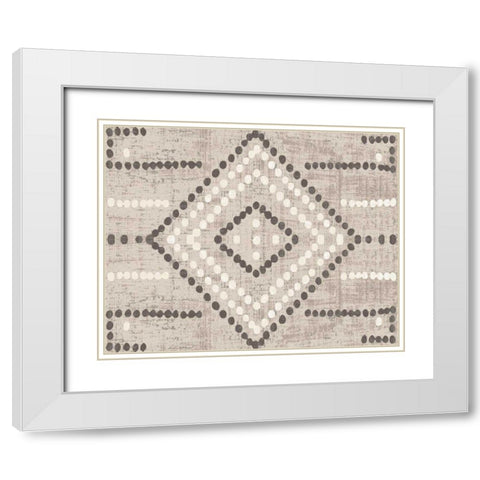 Daisy Dots Tile VI Neutral White Modern Wood Framed Art Print with Double Matting by Wild Apple Portfolio