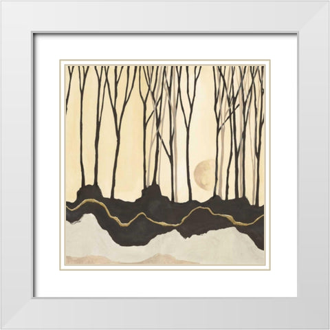 Silhouette V White Modern Wood Framed Art Print with Double Matting by Paschke, Chris