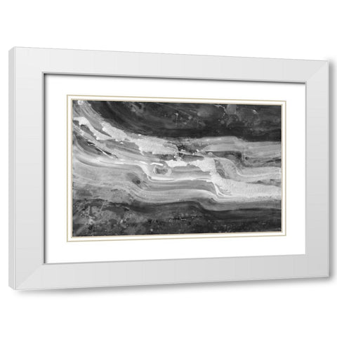 Currents Gray Black White White Modern Wood Framed Art Print with Double Matting by Hristova, Albena