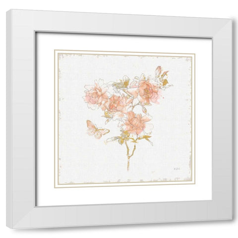 Watery Blooms VII White Modern Wood Framed Art Print with Double Matting by Pertiet, Katie