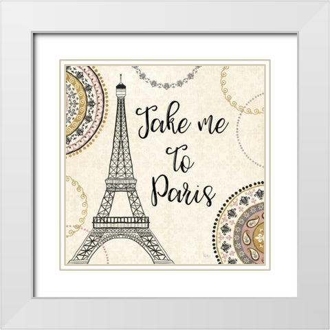 Romance in Paris I White Modern Wood Framed Art Print with Double Matting by Charron, Veronique