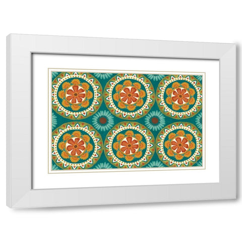 Flourish V White Modern Wood Framed Art Print with Double Matting by Charron, Veronique