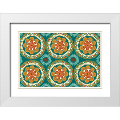 Flourish V White Modern Wood Framed Art Print with Double Matting by Charron, Veronique