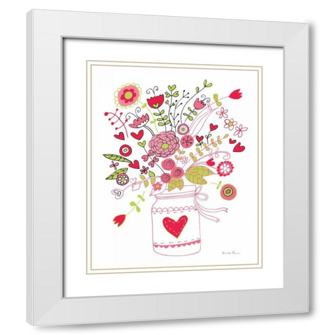 Valentines Flowers I White Modern Wood Framed Art Print with Double Matting by Zaman, Farida