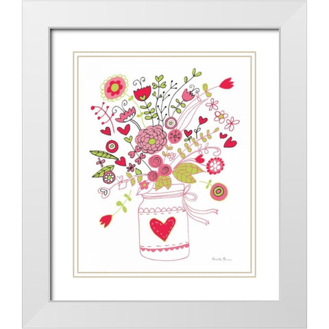 Valentines Flowers I White Modern Wood Framed Art Print with Double Matting by Zaman, Farida