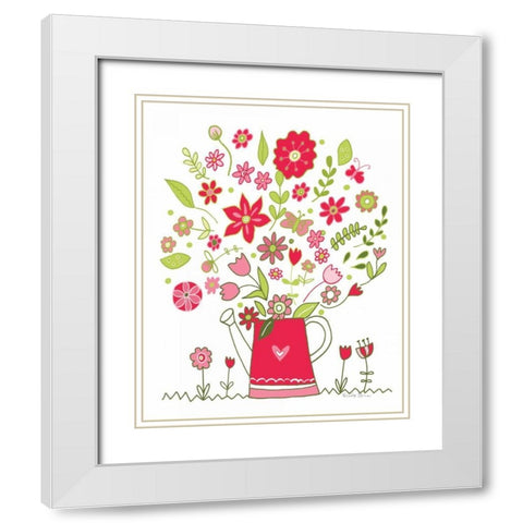 Valentines Flowers III White Modern Wood Framed Art Print with Double Matting by Zaman, Farida