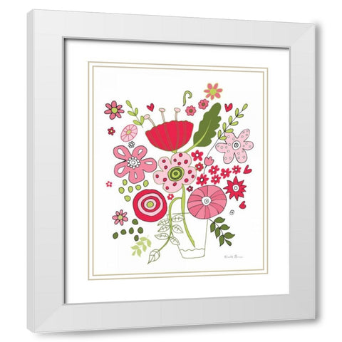 Valentines Flowers IV White Modern Wood Framed Art Print with Double Matting by Zaman, Farida