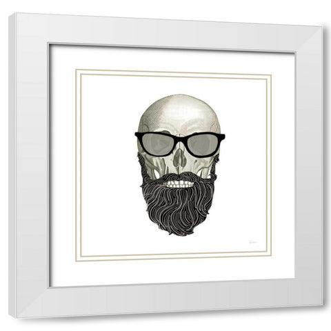 Hipster Skull I White Modern Wood Framed Art Print with Double Matting by Schlabach, Sue