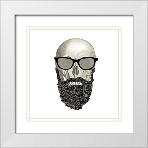 Hipster Skull I White Modern Wood Framed Art Print with Double Matting by Schlabach, Sue