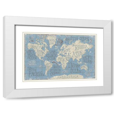 Mythical Map I Blue White Modern Wood Framed Art Print with Double Matting by Urban, Mary