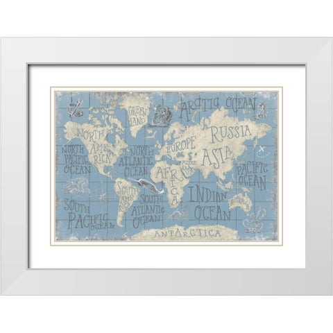 Mythical Map I Blue White Modern Wood Framed Art Print with Double Matting by Urban, Mary