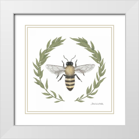 Happy to Bee Home I White Modern Wood Framed Art Print with Double Matting by Miller, Sara Zieve