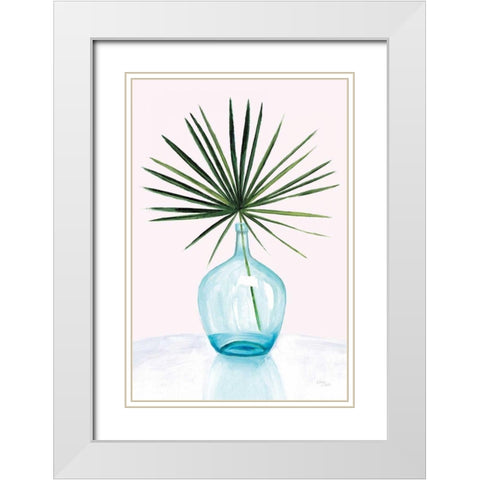 Statement Palms I White Modern Wood Framed Art Print with Double Matting by Wellington Studio
