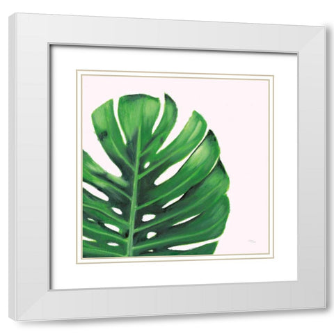 Statement Palms IV White Modern Wood Framed Art Print with Double Matting by Wellington Studio