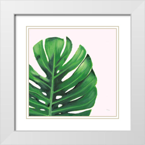 Statement Palms IV White Modern Wood Framed Art Print with Double Matting by Wellington Studio
