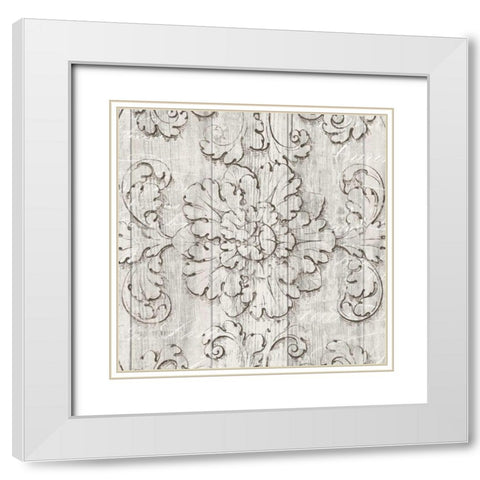 Italian Scroll V on Driftwood White Modern Wood Framed Art Print with Double Matting by Wild Apple Portfolio