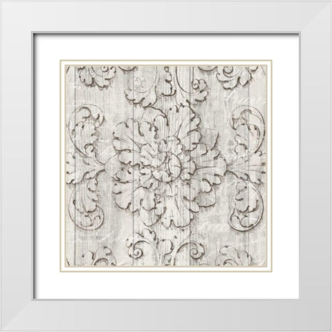 Italian Scroll V on Driftwood White Modern Wood Framed Art Print with Double Matting by Wild Apple Portfolio