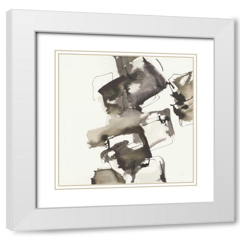 Stacked I Greige White Modern Wood Framed Art Print with Double Matting by Paschke, Chris