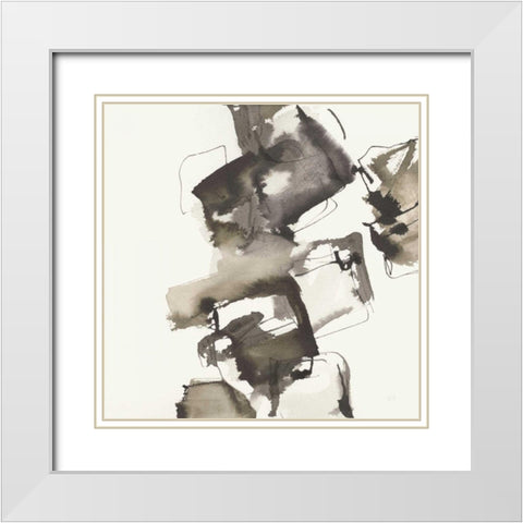 Stacked I Greige White Modern Wood Framed Art Print with Double Matting by Paschke, Chris