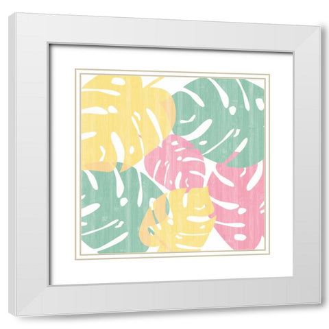 Monstera I Bright on White White Modern Wood Framed Art Print with Double Matting by Adams, Sarah