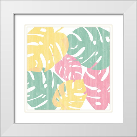 Monstera I Bright on White White Modern Wood Framed Art Print with Double Matting by Adams, Sarah