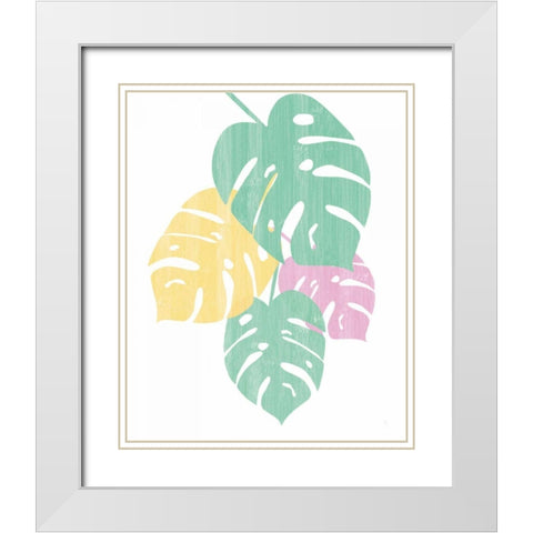 Monstera IV Bright on White White Modern Wood Framed Art Print with Double Matting by Adams, Sarah