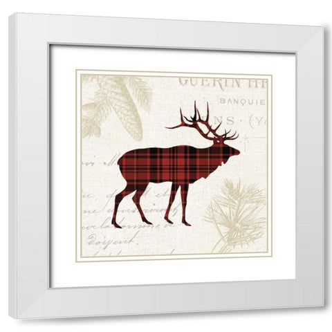 Plaid Lodge III White Modern Wood Framed Art Print with Double Matting by Wild Apple Portfolio