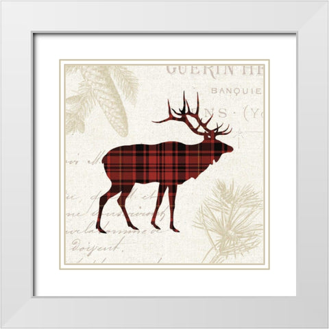 Plaid Lodge III White Modern Wood Framed Art Print with Double Matting by Wild Apple Portfolio
