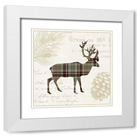 Plaid Lodge I Tan White Modern Wood Framed Art Print with Double Matting by Wild Apple Portfolio