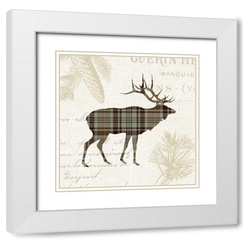 Plaid Lodge III Tan White Modern Wood Framed Art Print with Double Matting by Wild Apple Portfolio