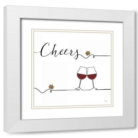 Underlined Wine V White Modern Wood Framed Art Print with Double Matting by Charron, Veronique