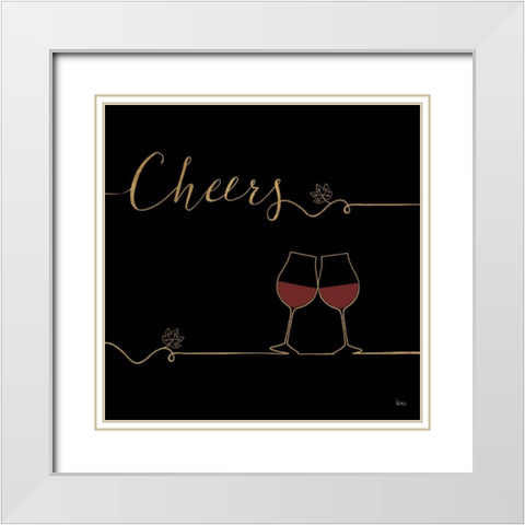 Underlined Wine V Black White Modern Wood Framed Art Print with Double Matting by Charron, Veronique
