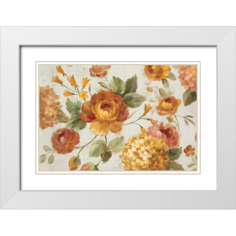 English Garden on Gray Crop White Modern Wood Framed Art Print with Double Matting by Vassileva, Silvia