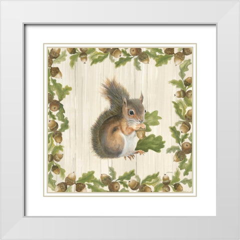 Woodland Critter I White Modern Wood Framed Art Print with Double Matting by Ducklow, Patsy