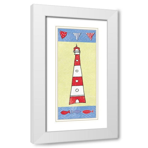 Coastal Lighthouse I White Modern Wood Framed Art Print with Double Matting by Zaman, Farida