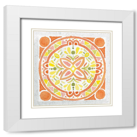 Citrus Tile I v2 White Modern Wood Framed Art Print with Double Matting by DeNeige, Elyse
