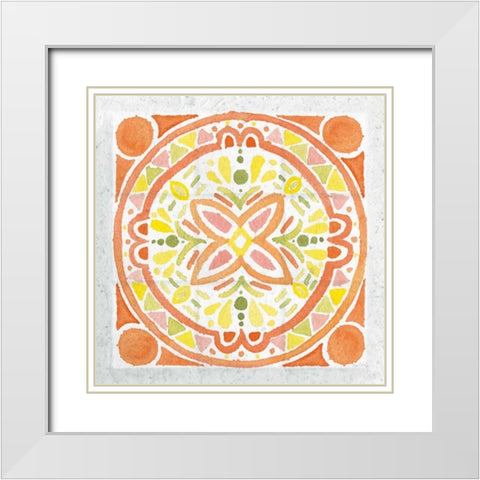 Citrus Tile I v2 White Modern Wood Framed Art Print with Double Matting by DeNeige, Elyse