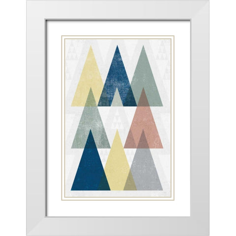 Mod Triangles IV Soft White Modern Wood Framed Art Print with Double Matting by Mullan, Michael