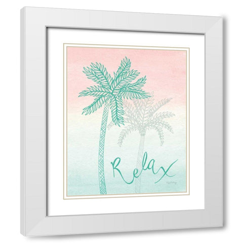 Sunset Palms I White Modern Wood Framed Art Print with Double Matting by DeNeige, Elyse
