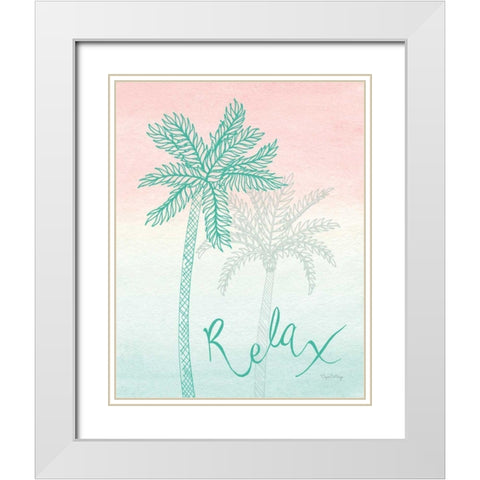 Sunset Palms I White Modern Wood Framed Art Print with Double Matting by DeNeige, Elyse