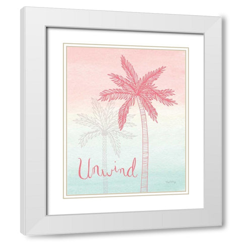 Sunset Palms III White Modern Wood Framed Art Print with Double Matting by DeNeige, Elyse