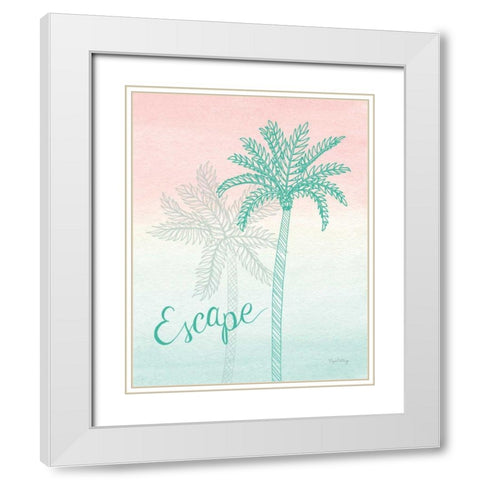 Sunset Palms IV White Modern Wood Framed Art Print with Double Matting by DeNeige, Elyse