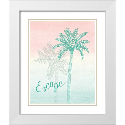Sunset Palms IV White Modern Wood Framed Art Print with Double Matting by DeNeige, Elyse
