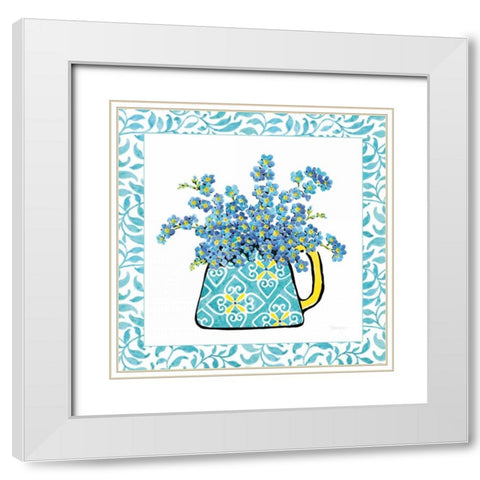 Floral Teacup IV Vine Border White Modern Wood Framed Art Print with Double Matting by Grove, Beth