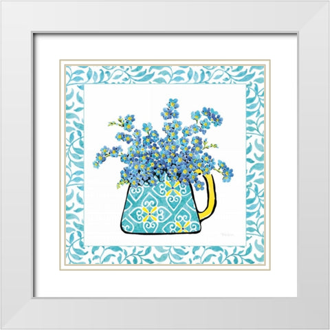 Floral Teacup IV Vine Border White Modern Wood Framed Art Print with Double Matting by Grove, Beth