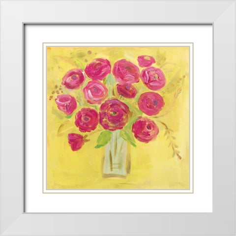 Burst of Poppies Bright White Modern Wood Framed Art Print with Double Matting by Zaman, Farida