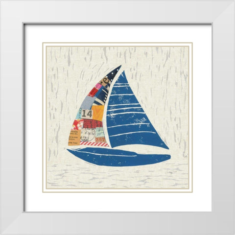 Nautical Collage IV on Linen White Modern Wood Framed Art Print with Double Matting by Prahl, Courtney