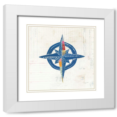 Nautical Collage I on Newsprint White Modern Wood Framed Art Print with Double Matting by Prahl, Courtney